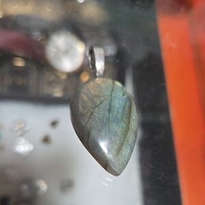 Labradorite Teardrop Pendant Necklace - Blue-Green Stone